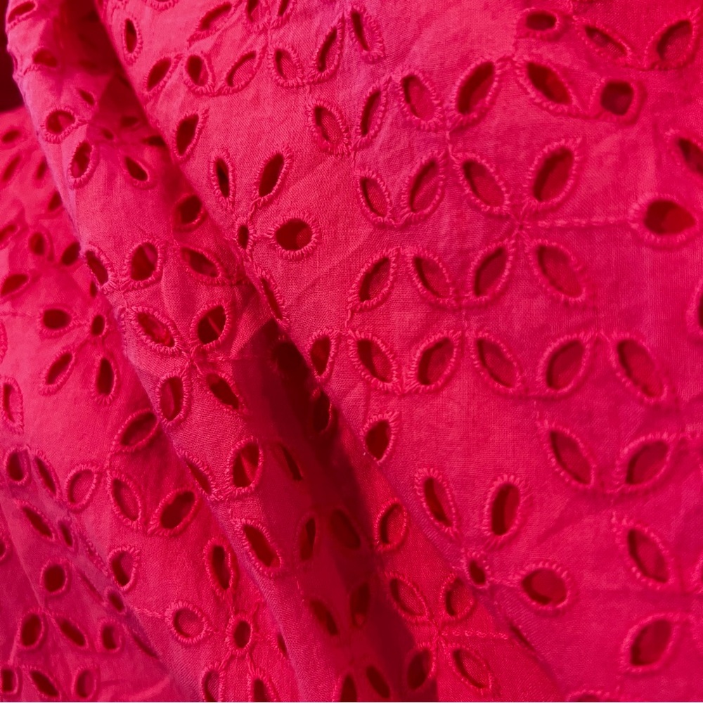 J. Crew Eyelet Top Ruffle Mock Neck Short Sleeve Blouse - Picture 8 of 8